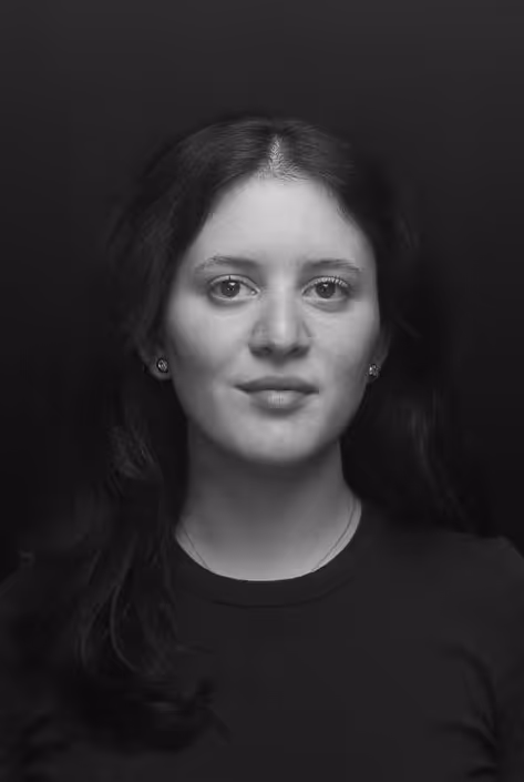 Black and white portrait of emilia