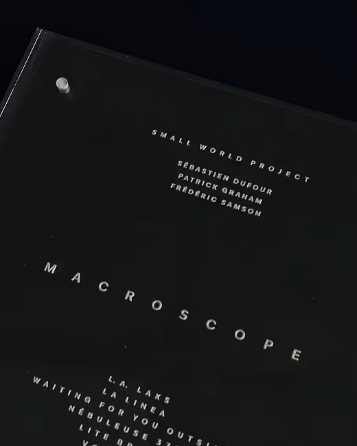 credit emilia piazza close up of macroscope vinyl record plexi glass