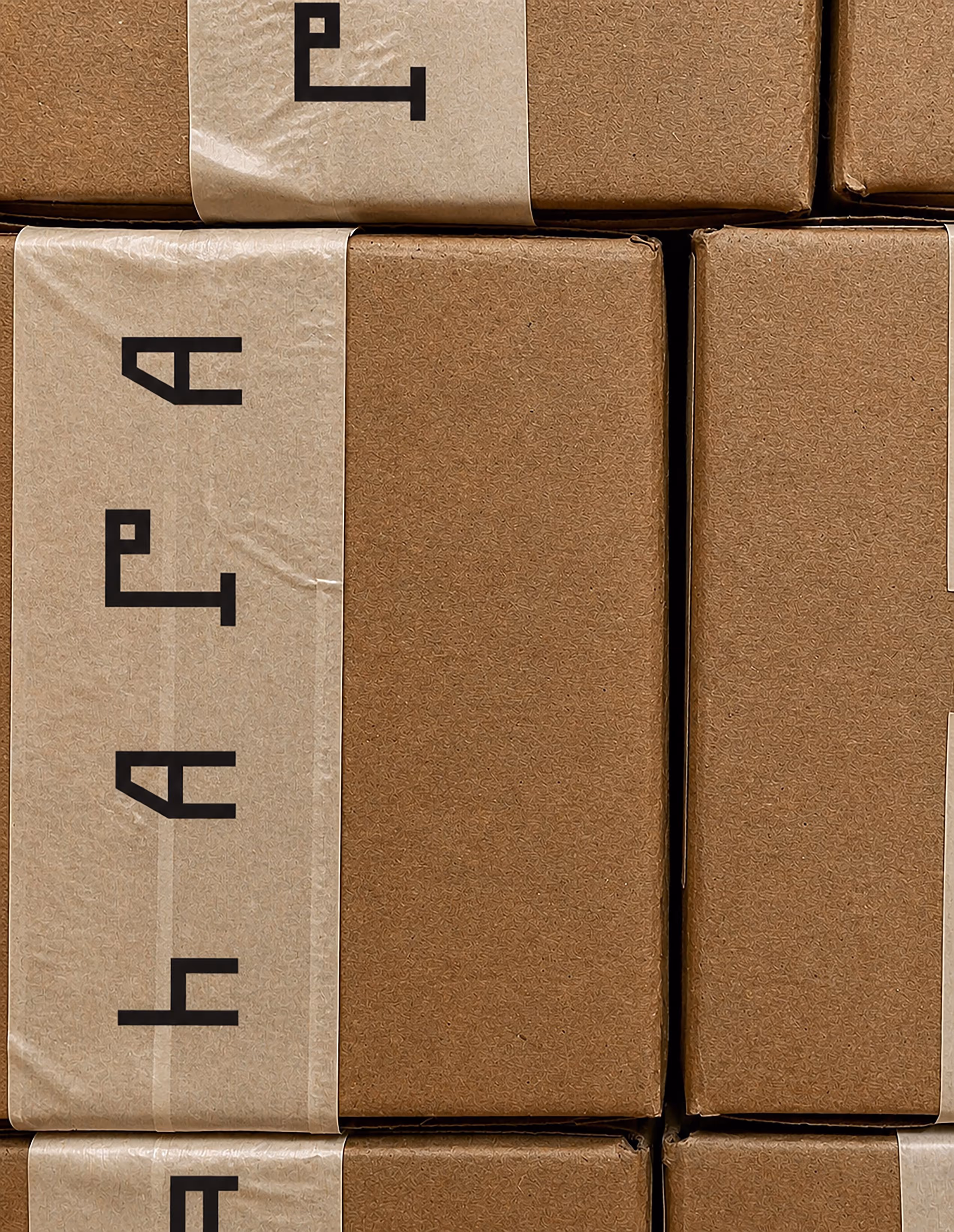 Credit: Chat GPT
Stacked cardboard boxes sealed with tan tape labeled with logomarks