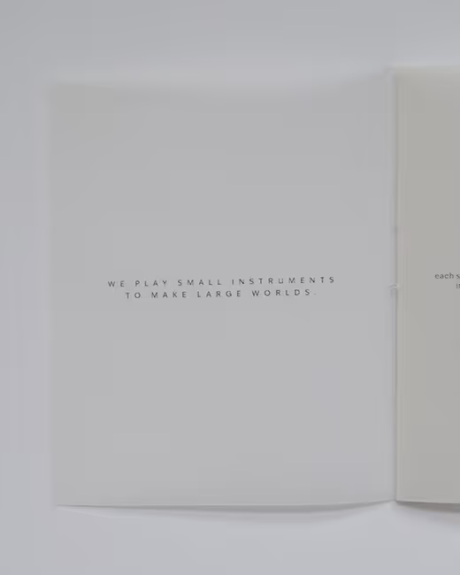 Credit: Emilia Piazza. Open booklet close-up for Macroscope in Transparent Vellum paper